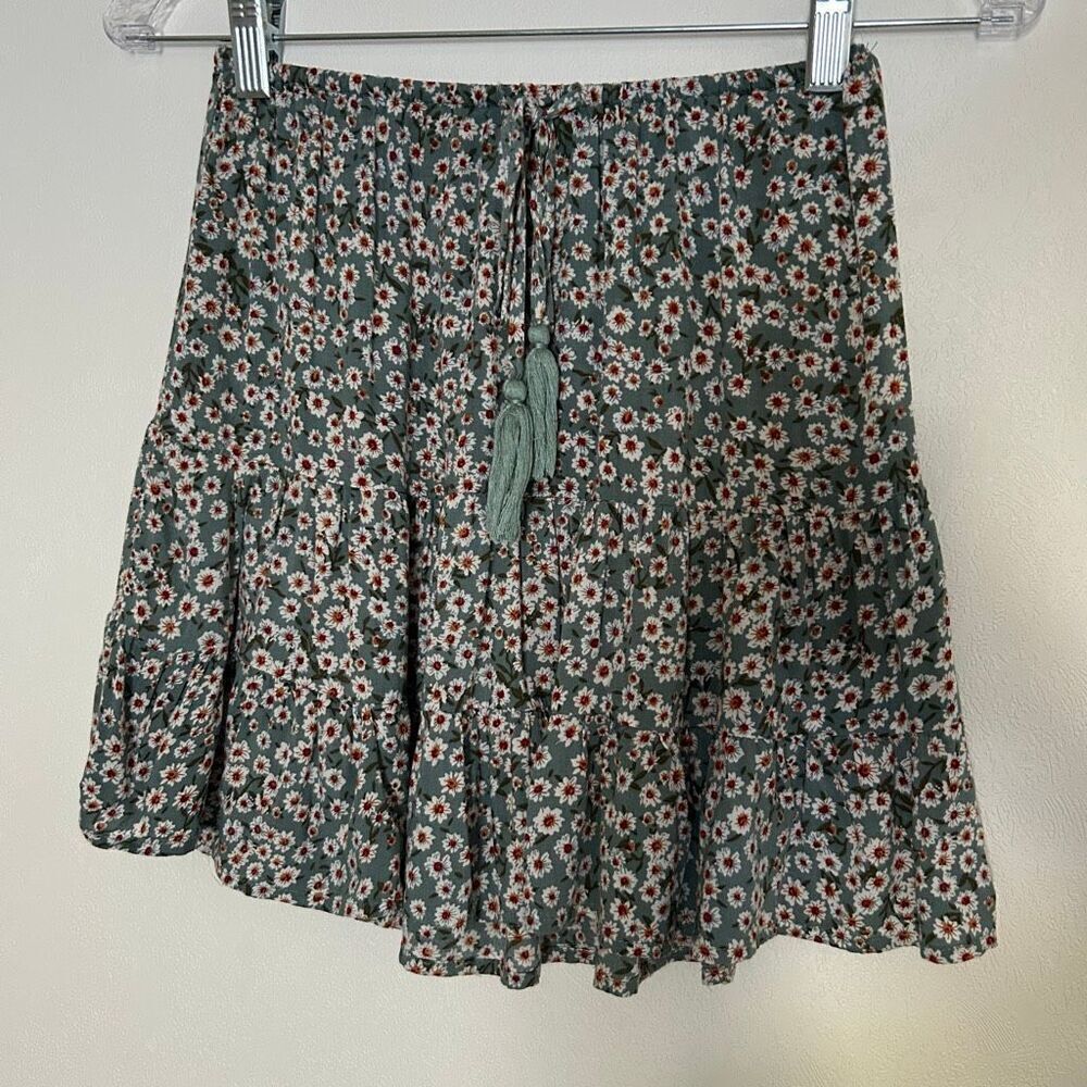 Princess Polly Green Floral Daisy Mini Skirt Women’s Size 6 | Boho Festival Tass